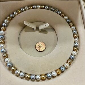 Elegant Multicolor AUTHENTIC SOUTH SEA Pearl Necklace AUTHENTICITY CARD